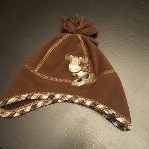 Snowboarding Moose Tassel Top Beanie (12-24m)